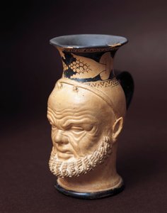 Etruskien sivilisaatio, maljakko Silenuksen kasvoilla tekijältä Etruscan