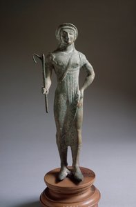 Etruskien sivilisaatio: "" tarjoajahahmo"" pronssinen veistos, 480 eKr., Dim 27 cm Isola di Fanosta, Italiasta tekijältä Etruscan