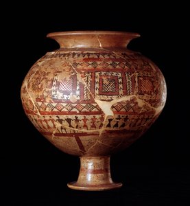 Etruskien sivilisaatio: olla maljakko haudasta 3, Buccacce a Bisenzion hautausmaa - 7. vuosisata eKr. tekijältä Etruscan