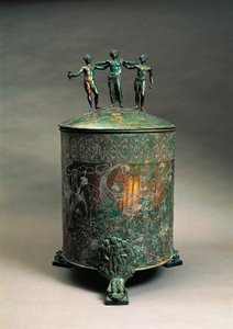 Italia, Lazio, Preneste, Ficoroni Cista (kupariarkku, jossa säilytettiin jalokiviä) koristeella, joka kuvaa argonautien myyttiä tekijältä Etruscan