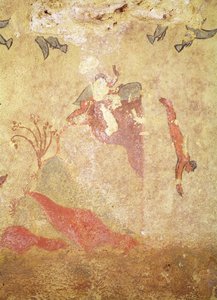 Kivi ja sukeltajat, metsästyksen ja kalastuksen haudalta, n. 520-10 eKr. (seinämaalaus) tekijältä Etruscan