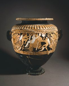 Stamnos (nesteen varastointiastia). Punahahmoista keramiikkaa Poranosta (Umbria). Etruskien sivilisaatio, 4. vuosisadalla eKr. tekijältä Etruscan