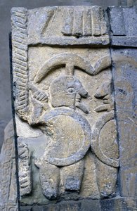 Etruskien soturi Tarquinian kansallismuseon sarkofagilla. tekijältä Etruscan Etruscan