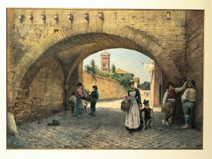 Italia, Rooma, Ettore Roesler Franzin Tolomein kaari, akvarelli