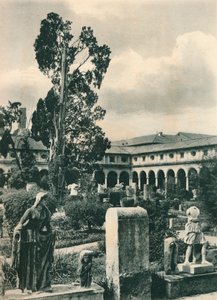 Puutarha Diocletianuksen kylpylämuseossa, Rooma, Italia, c1926 1927 tekijältä Eugen Poppel