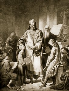 Charlemagne ja hänen tutkijansa, kuvitus teoksesta "Hutchinson