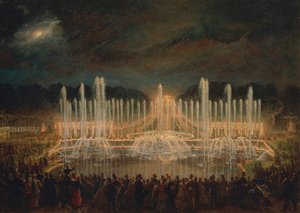 Ranska, Versailles, Nocturne Versaillesissa (Les grandes eaux a Versailles) tekijältä Eugene Louis Lami