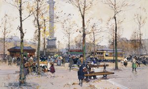 Place de la Bastille, Pariisi tekijältä Eugene Galien Laloue