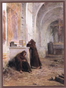 Giles ja hänen toverinsa pyörtyivät nälkään autiossa kirkossa, 1919 tekijältä Eugene Burnand