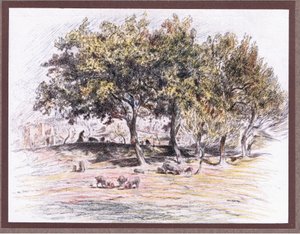 Friar Juniper katkaisee sian jalan antaakseen sen sairaalle miehelle, 1919 tekijältä Eugene Burnand
