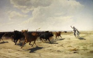 The Round-up (öljy kankaalle) tekijältä Eugene Burnand