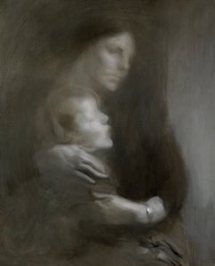 Äitiys (kärsimys) (öljy kankaalle) tekijältä Eugène Carrière