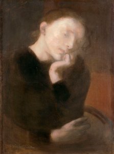 Meditaatio par Carriere, Eugene (1849-1906), n. 1892 - Öljy kankaalle, 65,5x48,7 - Ohara Museum of Art, Kurashiki tekijältä Eugène Carrière
