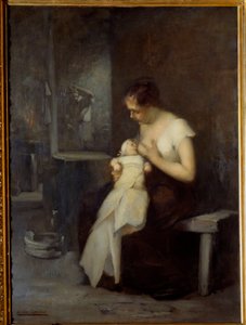 Eugene Carrieren (1849-1906) maalaus imettävästä naisesta 1879 su. 0,81x0,59 m Rouen, Musee des Beaux Arts tekijältä Eugène Carrière