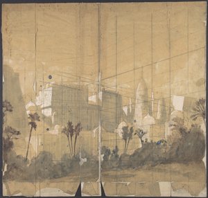 Suunnitelma lavastukselle Pariisin oopperassa, 1828-90. tekijältä Eugene Ciceri