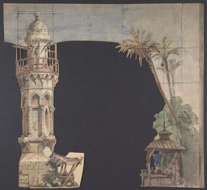 Suunnittelu lavastoon Pariisin oopperassa, 1830-90. tekijältä Eugene Ciceri