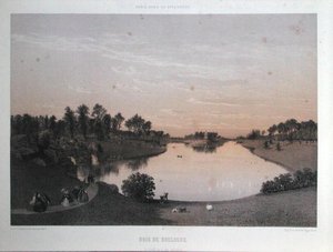 Bois de Boulogne teoksesta "Pariisi loistossaan", n. 1860 (litho) tekijältä Eugene Ciceri