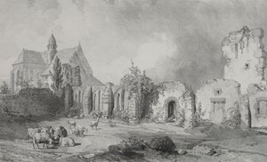 Kuvankauniita ja romanttisia matkoja muinaisessa Ranskassa. Bretagne: Abbey of Relec tekijältä Eugene Ciceri