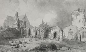 Kuvankauniita ja romanttisia matkoja muinaisessa Ranskassa. Bretagne: Abbey of Relec. tekijältä Eugene Ciceri