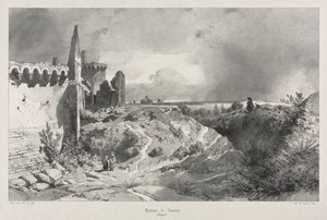 Kuvankauniita ja romanttisia matkoja muinaisessa Ranskassa. Bretagne: Chateau de Susiinio tekijältä Eugene Ciceri