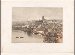 Näkymä Berniin Berne (otsikko esineessä) Kasvot Sveitsissä ja Savoyssa (sarjan nimi) La Suisse et la Savoie (sarjan nimi esineellä) tekijältä Eugene Ciceri