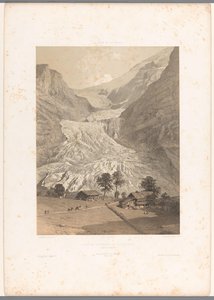 Näkymä High Grindelwald -jäätikölle Glacier Superior de Grindelwald (otsikko esineessä) Kasvot Sveitsissä ja Savoyssa (sarjan nimi) La Suisse et la Savoie (sarjan nimi esineellä) tekijältä Eugene Ciceri