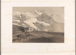 Näkymä Jungfraulle Kleine Scheideggistä La Jungfrau vue de la petite Scheideck (otsikko esineessä) Kasvot Sveitsissä ja Savoyssa (sarjan nimi) La Suisse et la Savoie (sarjan nimi esineellä) tekijältä Eugene Ciceri