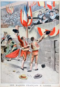 Ranskalaiset merimiehet katsomassa härkätaistelua, Xeres, Espanja, 1899 tekijältä Eugene Damblans