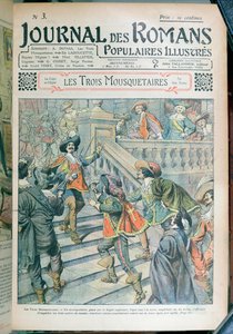 Journal des Romans Populaires Illustres -lehden Alexandre Dumas Peren (1803-70) Kolme muskettisoturia -sarjan etukansi, 1905