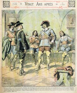 Etukansi Alexandre Dumas Peren (1803-70) Vingt Ans Apres -sarjan teoksesta "Journal des Romans Populaires Illustres", n. 1900 (värilitho) tekijältä Eugene Damblans