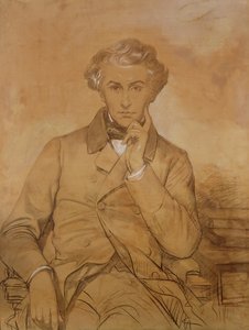 Henri Reberin (1807-80) muotokuva (kynä ja valkoinen liitu paperille)