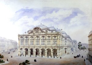 Opera Garnier Pariisissa vuonna 1850, kirjoittanut Eugene Viollet-le-Duc (Viollet le Duc) (1814-1879)