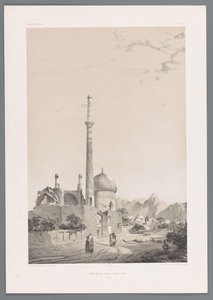 Baba Sukhten moskeija Bagh-e-Ghoushkhanen minareetin kanssa Isfahanissa Moskeija Baba-Souctah Ispahan (otsikko esineessä) Persialaiset maisemat (sarjan nimi) Perse modern (sarjan nimi) tekijältä Eugene Flandin