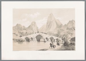 Silta Pol-e Dokhtar Pont du Kizil-Hauzen (otsikko esineessä) Persialaiset maisemat (sarjan nimi) Perse modern (sarjan nimi) tekijältä Eugene Flandin