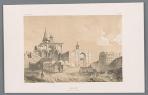 Imamzadehin hauta Kashanissa Imâm zadeh (tombeau a Kachân) (otsikko esineessä) Persialaiset maisemat (sarjan nimi) Perse modern (sarjan nimi) tekijältä Eugene Flandin