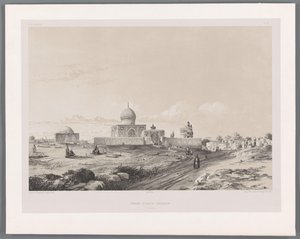Husseinin Imamzadeh Qazvinissa Imam-Zadeh-Hussein (Casbin) (otsikko esineessä) Persialaiset maisemat (sarjan nimi) Perse modern (sarjan nimi) tekijältä Eugene Flandin