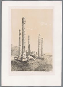 Persepoliksen rauniot Persepolis (otsikko esineessä) Persialaiset maisemat (sarjan nimi) Perse modern (sarjan nimi) tekijältä Eugene Flandin