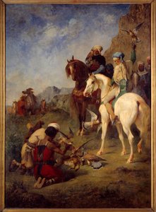Haukkametsästys Algeriassa: parannuskeino. Eugene Fromentinin (1820-1876) maalaus tekijältä Eugène Fromentin