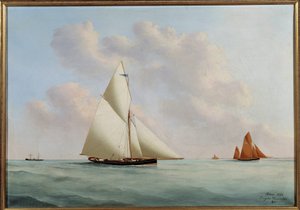 Yacht Sylph regatassa. Eugene Margueritte-Grandinin maalaus Eugene Grandinissa (1833-1916)