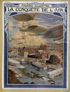 Air Conquete: ilmalaiva, ilmapallo ja kuumailmapallo Pariisin yllä - kansi "" Figaro Illustré" helmikuussa 1909