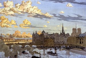 Ile de la Cite Louvren sillalta katsottuna tekijältä Eugene Grasset