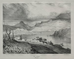 Auvergne: Lake of Aidat, Auvergne, 1831. tekijältä Eugene Isabey