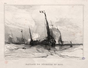 Kalastusveneet ankkurissa, 1836. tekijältä Eugene Isabey