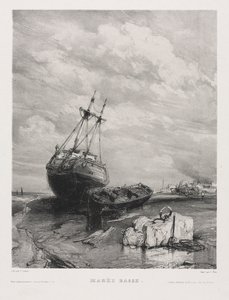Kuusi merijalkaväkeä: Laskuvesi, 1833. tekijältä Eugene Isabey