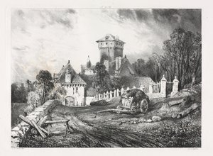 Kuvankauniita ja romanttisia matkoja muinaisessa Ranskassa, Auvergne: Château de Pesteil Polminhacissa tekijältä Eugene Isabey