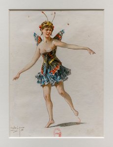 Korrigane. Charles-Marie Widorin baletti, pukumalli. 1880, kynä, akvarelli ja guassi paperille.