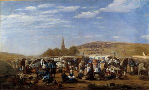 Anteeksianto Saint Anne la Paludille vuonna 1858 Bretagnen uskonnollinen juhla. Eugene Louis Boudinin (1824-1898) maalaus 1858 Le Havre, Musee des Beaux Arts. tekijältä Eugene Louis Boudin