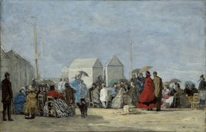Rantakohtaus Trouvillessa; Rantakohtaus Trouvillessa, 1864 tekijältä Eugene Louis Boudin