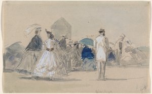Crinolines on the Beach, n. 1865. tekijältä Eugene Louis Boudin