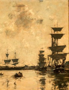 Deauville: Kuunarit ankkurissa, 1887 tekijältä Eugene Louis Boudin